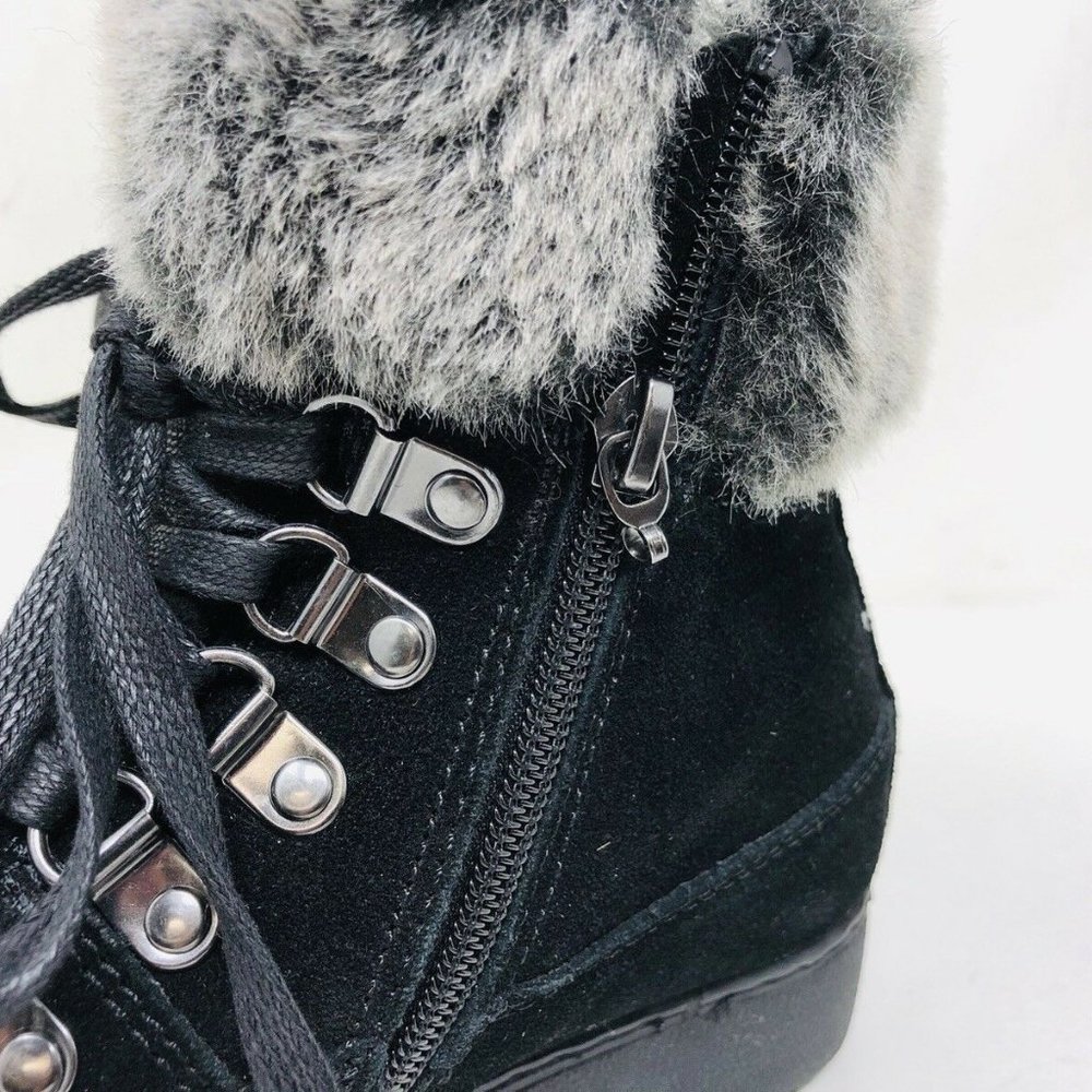 Khombu Women's Francie Boots with Faux Fur Trim - Picture 8 of 12
